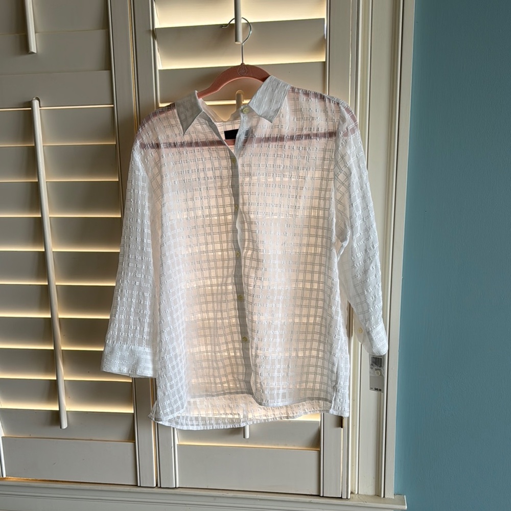 Charter Club White Casual Button Down Shirt